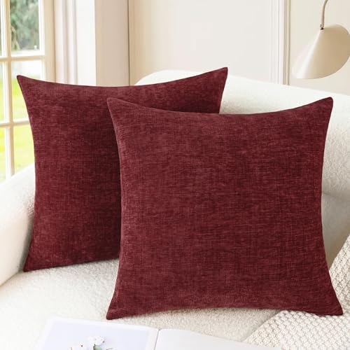 CaliTime Gemütliche Kissenbezüge für Couch, Sofa, Heimdekoration, einfarbig, weiches Chenille, 45 x 45 cm, Burgunderrot, 2 Stück CaliTime Gemütliche Kissenbezüge für Couch, Sofa, Heimdekoration, einfarbig, weiches Chenille, 45 x 45 cm, Burgunderrot, 2 Stück von CaliTime