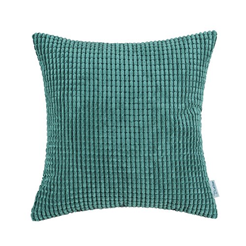 CaliTime Kissenbezüge Kissenhülle Kissenbezug Komfortabler Supersoft-Cordmais Gestreift Beidseitig Dekokissenbezug 45cm x 45cm Türkis von CaliTime