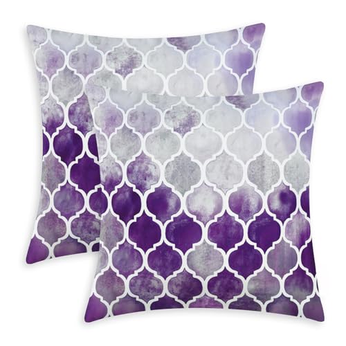 CaliTime Kissenbezüge Kissenhülle Cosy Kissenbezüge für Couch Bett Sofa manuell handbemalt bunt geometrischer Gitterkettendruck 45cm x 45cm Hauptgrau Lila Aubergine 2 Stück CaliTime Kissenbezüge Kissenhülle Cosy Kissenbezüge für Couch Bett Sofa manuell handbemalt bunt geometrischer Gitterkettendruck 45cm x 45cm Hauptgrau Lila Aubergine 2 Stück von CaliTime