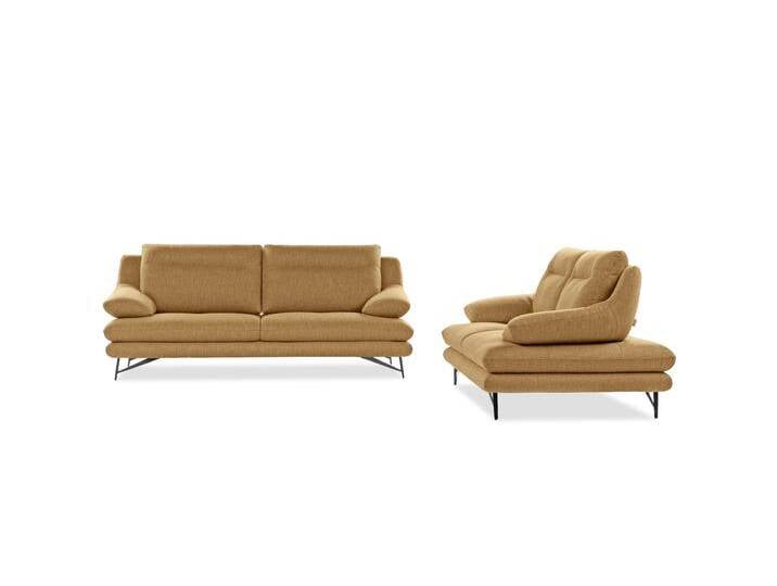 2-Sitzer CALIA ITALIA Cezanne, italienisches Designsofa mit erstklassigem Sitzkomfort , gelb (35 senape), B:180cm H:90cm T:109cm, Sofas, wahlweise mit Sitztiefenverstellung von Calia-Italia