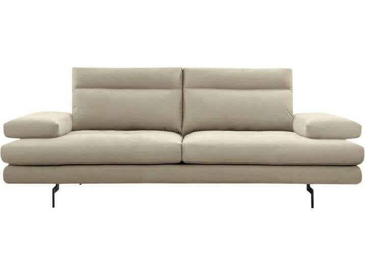 3,5-Sitzer CALIA ITALIA Toby Wing, italienisches Designsofa, super bequem, Megasofa , beige (ecrù mario), B:228cm H:90cm T:113cm, Mikrofaser mit Nubuk Optik (100% Polyester), Sofas, inkl. Sitztiefenverstellung und Armteilfunktion, Füße in Schwarz matt von Calia-Italia