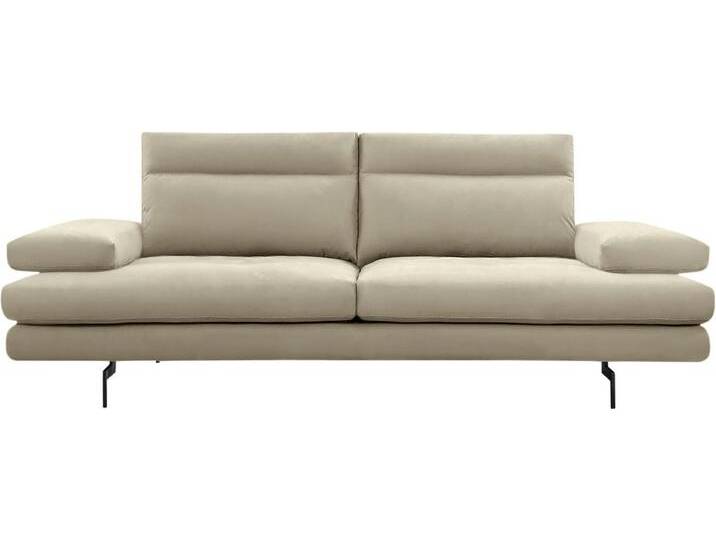 3,5-Sitzer CALIA ITALIA Toby Wing, italienisches Designsofa, super bequem, Megasofa , beige (ecrù mario), B:228cm H:90cm T:113cm, Mikrofaser mit Nubuk Optik (100% Polyester), Sofas, inkl. Sitztiefenverstellung und Armteilfunktion, Füße in Schwarz matt von Calia-Italia