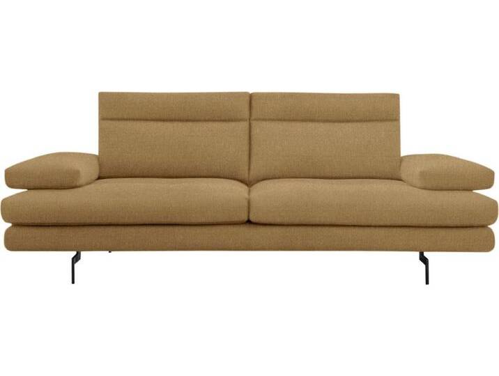 3,5-Sitzer CALIA ITALIA Toby Wing, italienisches Designsofa, super bequem, Megasofa , beige (senape quebec), B:228cm H:90cm T:113cm, Synthetische Faser (100% Polyester), Sofas, inkl. Sitztiefenverstellung und Armteilfunktion, Füße in Schwarz matt von Calia-Italia