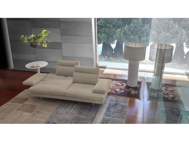 3,5-Sitzer CALIA ITALIA Toby Wing, italienisches Designsofa mit erstklassigem Sitzkomfort , beige (fango bull), B:228cm H:90cm T:113cm, Leder BULL (100% Leder), Sofas, inklusive Sitztiefenverstellung, Füße in Chrom glänzend von Calia-Italia