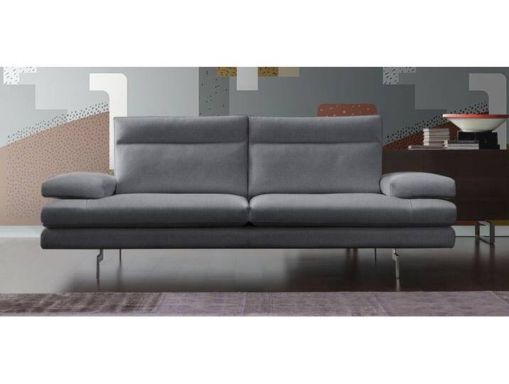 3,5-Sitzer CALIA ITALIA Toby Wing, italienisches Designsofa mit erstklassigem Sitzkomfort , grau (grigio quebec), B:228cm H:90cm T:113cm, Synthetische Faser (100% Polyester), Sofas, inklusive Sitztiefenverstellung, Füße in Chrom glänzend von Calia-Italia