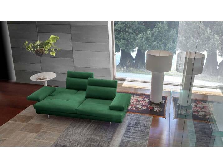 3,5-Sitzer CALIA ITALIA Toby Wing, italienisches Designsofa mit erstklassigem Sitzkomfort , grün (verde mario), B:228cm H:90cm T:113cm, Mikrofaser mit Nubuk Optik (100% Polyester), Sofas, inklusive Sitztiefenverstellung, Füße in Chrom glänzend von Calia-Italia