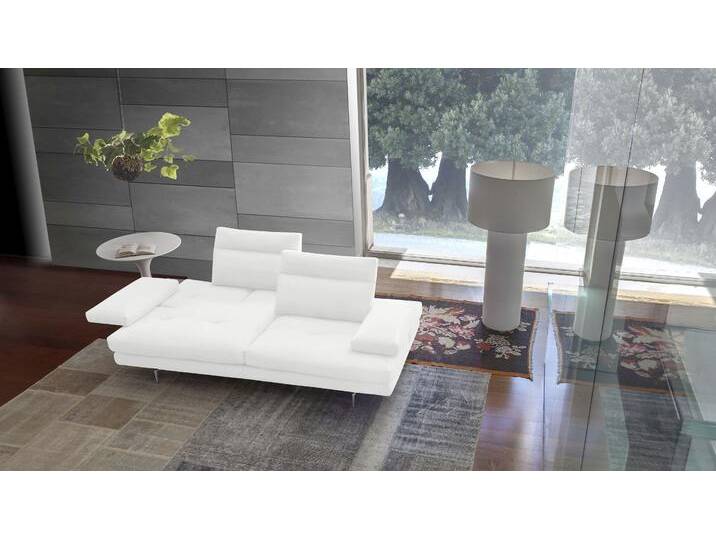 3,5-Sitzer CALIA ITALIA Toby Wing, italienisches Designsofa mit erstklassigem Sitzkomfort , weiß (bianco puro bull), B:228cm H:90cm T:113cm, Leder BULL (100% Leder), Sofas, inklusive Sitztiefenverstellung, Füße in Chrom glänzend von Calia-Italia