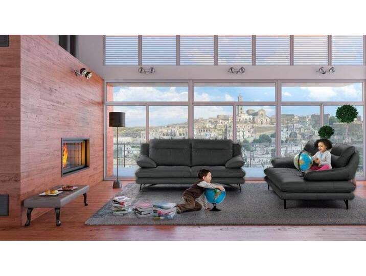 3-Sitzer CALIA ITALIA Cezanne, italienisches Design trifft erstklassigen Sitzkomfort, Leder , schwarz (100 nero), B:215cm H:90cm T:109cm, Sofas, Edles Designsofa in besonders langlebigen & pflegeleichten Lederarten von Calia-Italia