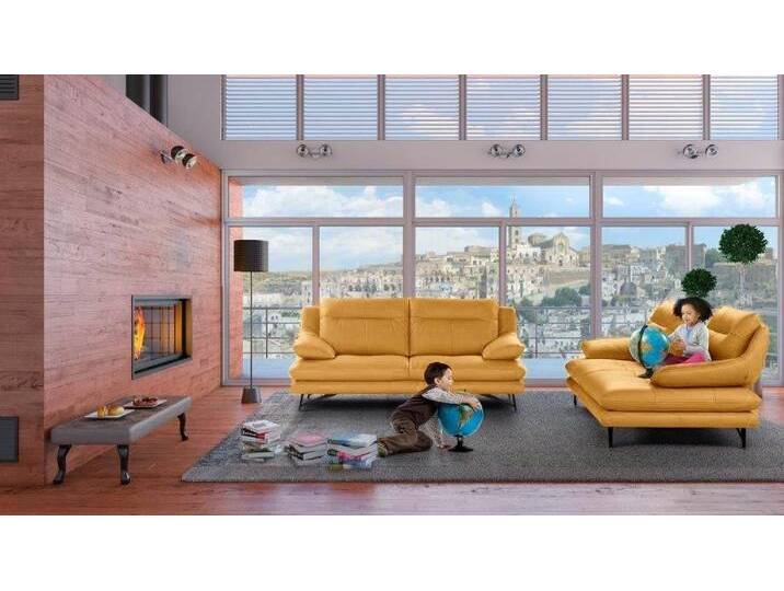 CALIA ITALIA 2-Sitzer Cezanne, italienisches Design trifft erstklassigen Sitzkomfort, Leder, Edles Designsofa in besonders langlebigen & pflegeleichten Lederarten, gelb von Calia-Italia