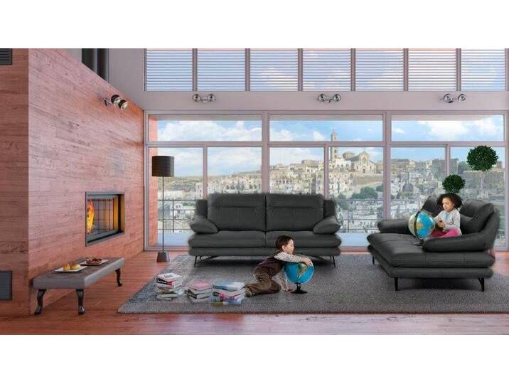 CALIA ITALIA 2-Sitzer Cezanne, italienisches Design trifft erstklassigen Sitzkomfort, Leder, Edles Designsofa in besonders langlebigen & pflegeleichten Lederarten, schwarz von Calia-Italia