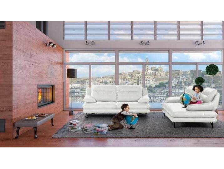 CALIA ITALIA 2-Sitzer Cezanne, italienisches Design trifft erstklassigen Sitzkomfort, Leder, Edles Designsofa in besonders langlebigen & pflegeleichten Lederarten, weiß von Calia-Italia