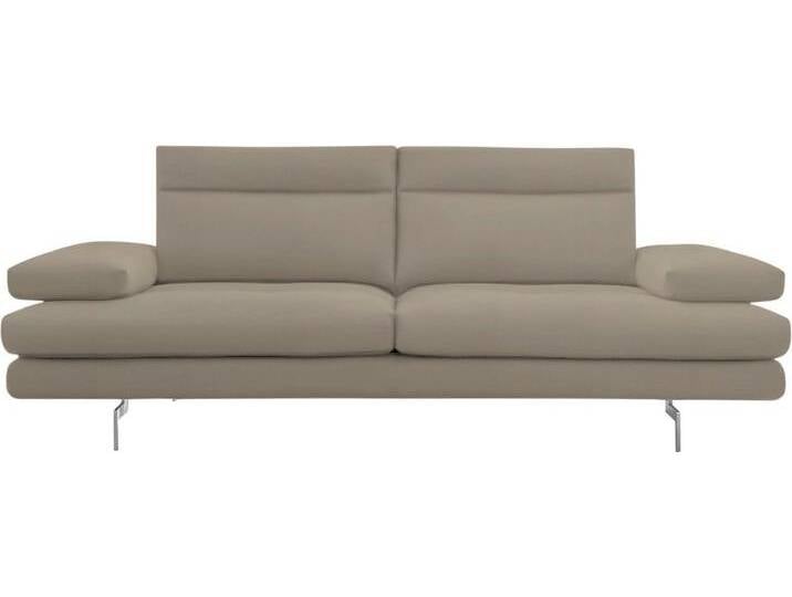 CALIA ITALIA 3-Sitzer Toby Wing, Designsofa mit hohem Sitzkomfort, bequem und elegant, inklusive Sitztiefenverstellung, Füße in Chrom glänzend, braun von Calia-Italia