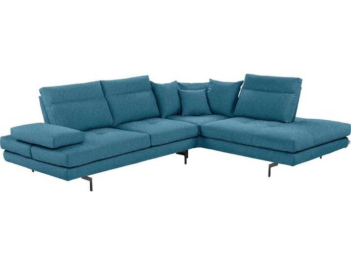CALIA ITALIA Ecksofa Toby Wing, Komfortsofa mit Sitzkomfort der Extraklasse, L-Form, Sitztiefenverstellung, wahlw. mit Kissen-Set,Füße schwarz matt, blau von Calia-Italia