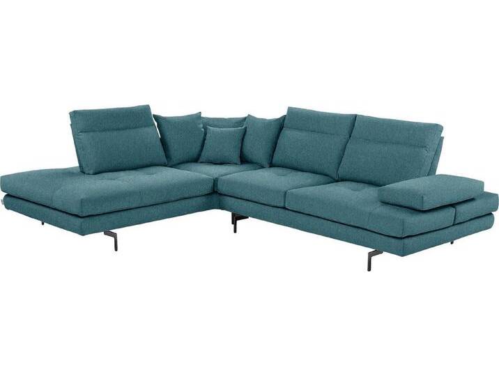 CALIA ITALIA Ecksofa Toby Wing, Komfortsofa mit Sitzkomfort der Extraklasse, L-Form, Sitztiefenverstellung, wahlw. mit Kissen-Set,Füße schwarz matt, blau von Calia-Italia