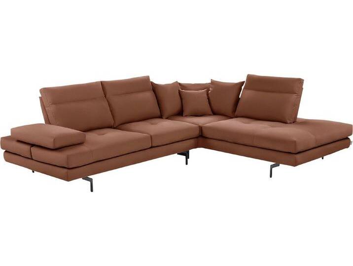 CALIA ITALIA Ecksofa Toby Wing, Komfortsofa mit Sitzkomfort der Extraklasse, L-Form, Sitztiefenverstellung, wahlw. mit Kissen-Set,Füße schwarz matt, braun von Calia-Italia