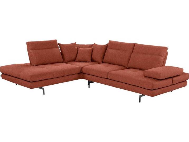 CALIA ITALIA Ecksofa Toby Wing, Komfortsofa mit Sitzkomfort der Extraklasse, L-Form, Sitztiefenverstellung, wahlw. mit Kissen-Set,Füße schwarz matt, rot von Calia-Italia