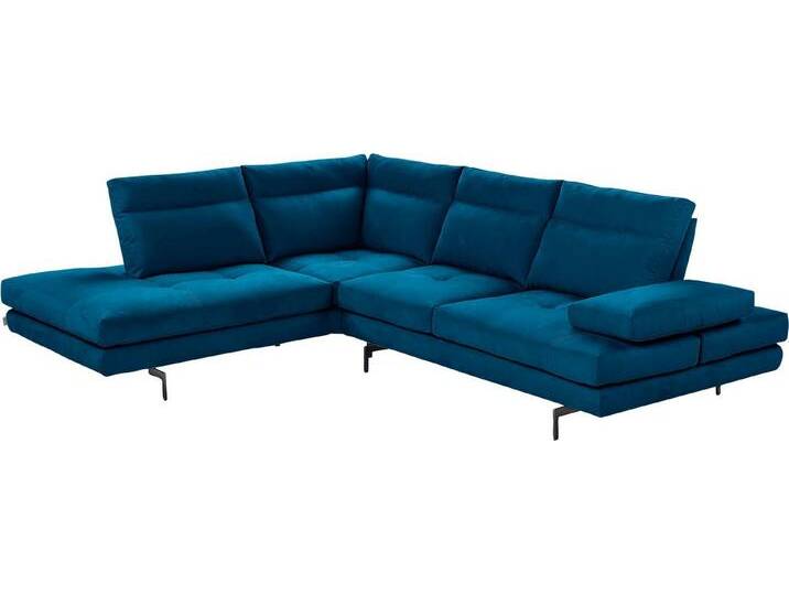 CALIA ITALIA Ecksofa Toby Wing, L-Form, Designsofa mit sensationellem Sitzkomfort, Sitztiefenverstellung, funktionale Ecke, Füße in schwarz matt, blau von Calia-Italia