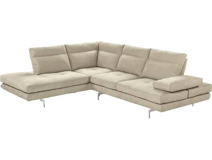 CALIA ITALIA Ecksofa Toby Wing, L-Form, Multifunktionssofa, bequem und edel, Sitztiefenverstellung und Armteilfunktion, Füße chrom glänzend, braun von Calia-Italia