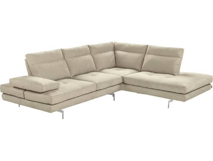 CALIA ITALIA Ecksofa Toby Wing, L-Form, Multifunktionssofa, bequem und edel, Sitztiefenverstellung und Armteilfunktion, Füße chrom glänzend, braun von Calia-Italia