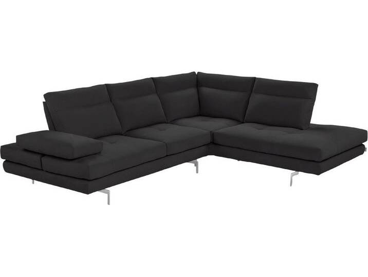 CALIA ITALIA Ecksofa Toby Wing, L-Form, Multifunktionssofa, bequem und edel, Sitztiefenverstellung und Armteilfunktion, Füße chrom glänzend, grau von Calia-Italia