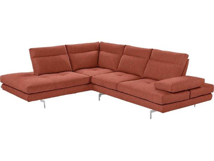 CALIA ITALIA Ecksofa Toby Wing, L-Form, Multifunktionssofa, bequem und edel, Sitztiefenverstellung und Armteilfunktion, Füße chrom glänzend, rot von Calia-Italia