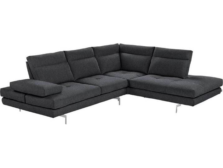 CALIA ITALIA Ecksofa Toby Wing, L-Form, Multifunktionssofa, bequem und edel, Sitztiefenverstellung und Armteilfunktion, Füße chrom glänzend, schwarz von Calia-Italia