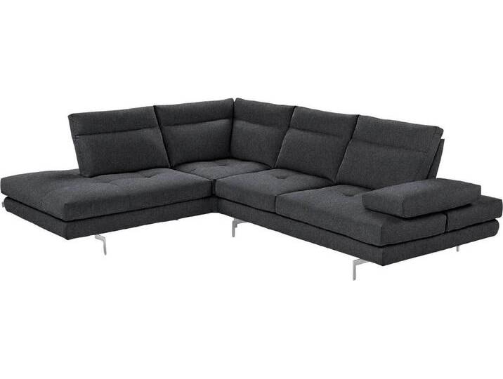 CALIA ITALIA Ecksofa Toby Wing, L-Form, Multifunktionssofa, bequem und edel, Sitztiefenverstellung und Armteilfunktion, Füße chrom glänzend, schwarz von Calia-Italia