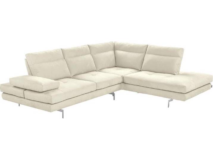 CALIA ITALIA Ecksofa Toby Wing, L-Form, Multifunktionssofa, bequem und edel, Sitztiefenverstellung und Armteilfunktion, Füße chrom glänzend, weiß von Calia-Italia