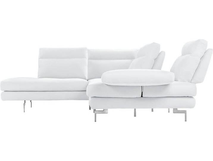 CALIA ITALIA Ecksofa Toby Wing, L-Form, Multifunktionssofa, bequem und edel, Sitztiefenverstellung und Armteilfunktion, Füße chrom glänzend, weiß von Calia-Italia