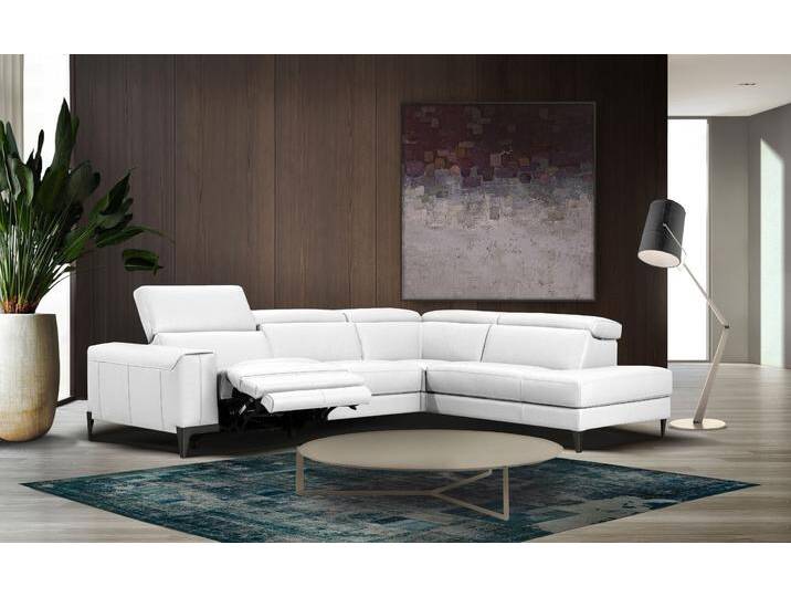 Ecksofa CALIA ITALIA Benja, Designsofa mit erstklassigen Komfortfunktionen zum Wohlfühlen , weiß (bianco puro), B:294cm T:227cm, Sofas, in Leder, mit elektrischer Relaxfunktion von Calia-Italia