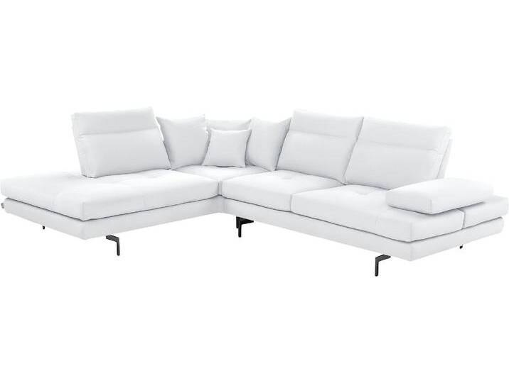 Ecksofa CALIA ITALIA Toby Wing, Komfortsofa mit Sitzkomfort der Extraklasse, L-Form , weiß (bianco puro bull), B:288cm H:90cm T:232cm, Leder BULL (100% Leder), Sofas, Sitztiefenverstellung, wahlw. mit Kissen-Set,Füße schwarz matt von Calia-Italia