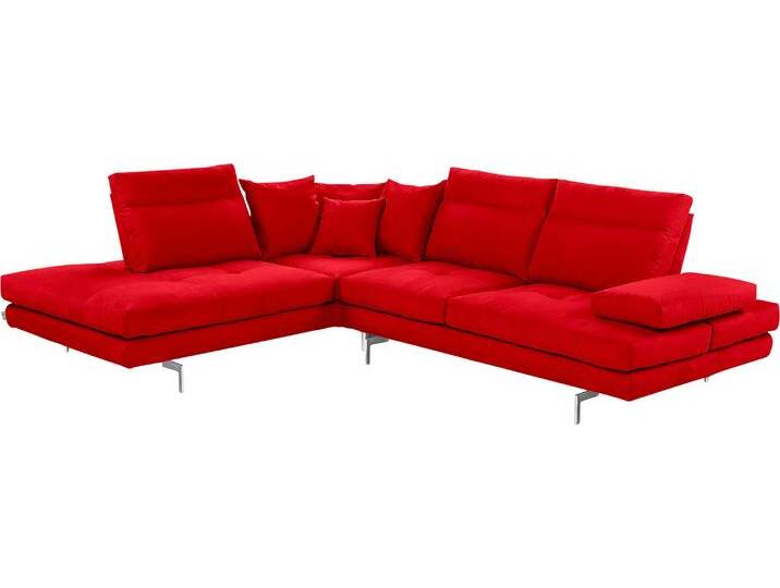 Ecksofa CALIA ITALIA Toby Wing, L-Form, Designsofa mit sensationellem Sitzkomfort , rot (rosso mario), B:288cm H:90cm T:232cm, Mikrofaser mit Nubuk Optik (100% Polyester), Sofas, Sitztiefenverstell.,wahlw. mit Kissen-Set, Füße chrom glänzend von Calia-Italia