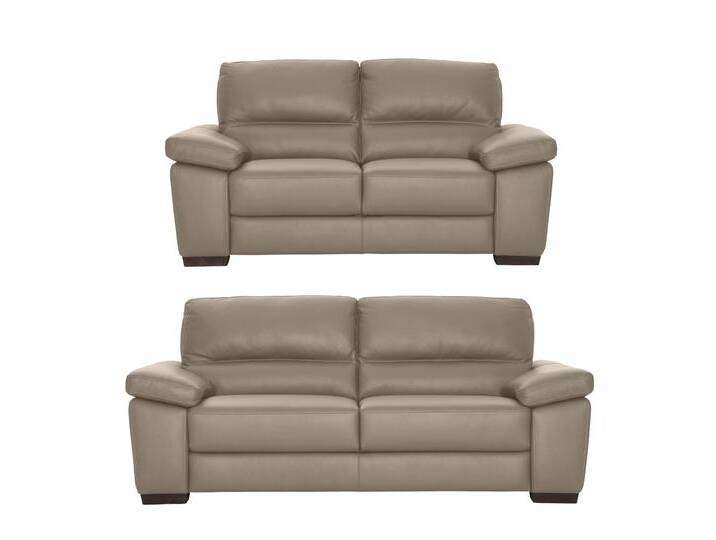Polstergarnitur CALIA ITALIA Gaia, hochwertige Garnitur aus 2-Sitzer und 3-Sitzer, edles Design , beige (biscotto), Leder BULL, Leder SORRENTO - 100% Leder, Leder BULL - 100% Leder, Sitzmöbel-Sets, Ledergarnitur, in zwei hochwertigen Lederqualitäten von Calia-Italia