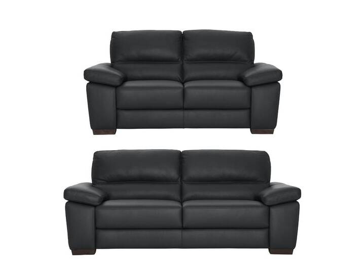 Polstergarnitur CALIA ITALIA Gaia, hochwertige Garnitur aus 2-Sitzer und 3-Sitzer, edles Design , schwarz, Leder BULL, Leder SORRENTO - 100% Leder, Leder BULL - 100% Leder, Sitzmöbel-Sets, Ledergarnitur, in zwei hochwertigen Lederqualitäten von Calia-Italia