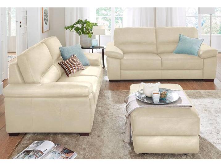 Polstergarnitur CALIA ITALIA Gaia, hochwertige Garnitur aus 2-Sitzer & 3-Sitzer im edlen Design , beige (nata), Luxus-Microfaser GINEVRA, Luxus-Microfaser Ginevra (100% Polyester), Sitzmöbel-Sets, aus pflegeleichtem Luxus-Microfaser Ginevra Hydro Care von Calia-Italia