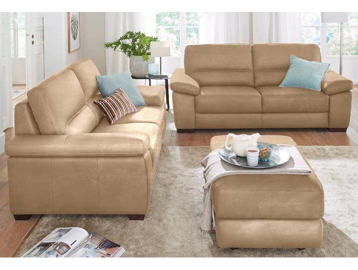 Polstergarnitur CALIA ITALIA Gaia, hochwertige Garnitur aus 2-Sitzer & 3-Sitzer im edlen Design , beige (trufa), Luxus-Microfaser GINEVRA, Luxus-Microfaser Ginevra (100% Polyester), Sitzmöbel-Sets, aus pflegeleichtem Luxus-Microfaser Ginevra Hydro Care von Calia-Italia