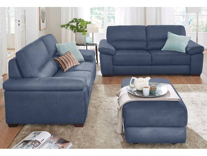 Polstergarnitur CALIA ITALIA Gaia, hochwertige Garnitur aus 2-Sitzer & 3-Sitzer im edlen Design , blau, Luxus-Microfaser GINEVRA, Luxus-Microfaser Ginevra (100% Polyester), Sitzmöbel-Sets, aus pflegeleichtem Luxus-Microfaser Ginevra Hydro Care von Calia-Italia