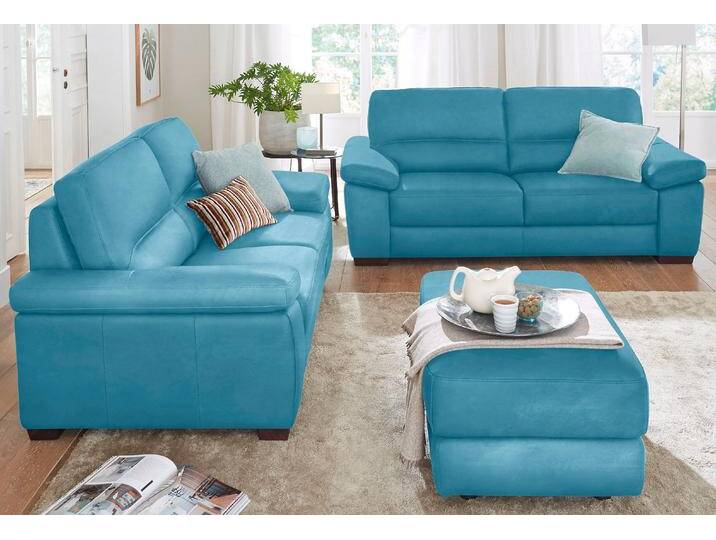 Polstergarnitur CALIA ITALIA Gaia, hochwertige Garnitur aus 2-Sitzer & 3-Sitzer im edlen Design , blau (turquoise,), Luxus-Microfaser GINEVRA, Luxus-Microfaser Ginevra (100% Polyester), Sitzmöbel-Sets, aus pflegeleichtem Luxus-Microfaser Ginevra Hydro Care von Calia-Italia
