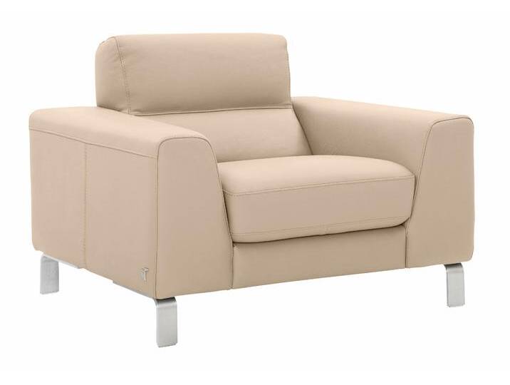 Sessel CALIA ITALIA Simon Loungesessel, Designsessel, sehr bequem , beige, B:112cm H:81cm T:94cm, Leder SORRENTO, pigmentiertes Glattleder, Leder BULL, pigmentiertes Dickleder, Sessel, Einzelsessel Ledersessel, in zwei Lederqualitäten von Calia-Italia