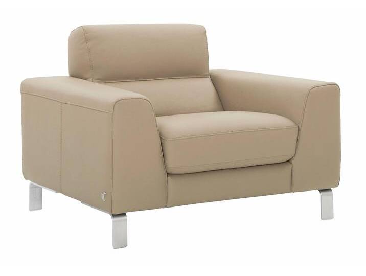 Sessel CALIA ITALIA Simon Loungesessel, Designsessel, sehr bequem , beige (biscotto), B:112cm H:81cm T:94cm, Leder SORRENTO, pigmentiertes Glattleder, Leder BULL, pigmentiertes Dickleder, Sessel, Einzelsessel Ledersessel, in zwei Lederqualitäten von Calia-Italia
