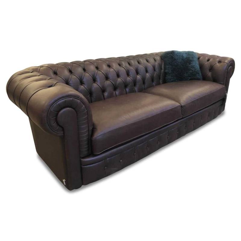 Sofa Sir William Dreisitzer Leder Karma Dark Brown PG40 Braun von Calia Italia