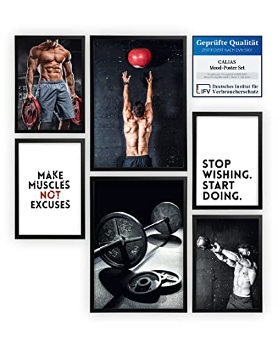 Calias® Mood-Poster Set Fitness | 2X DIN A3 und 4X DIN A4 | 6er Bilder Set ohne Rahmen von Calias