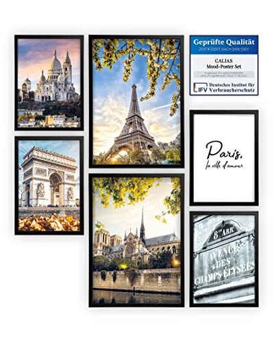 Calias® Mood-Poster Set Paris | 2X DIN A3 und 4X DIN A4 | 6er Bilder Set ohne Rahmen von Calias