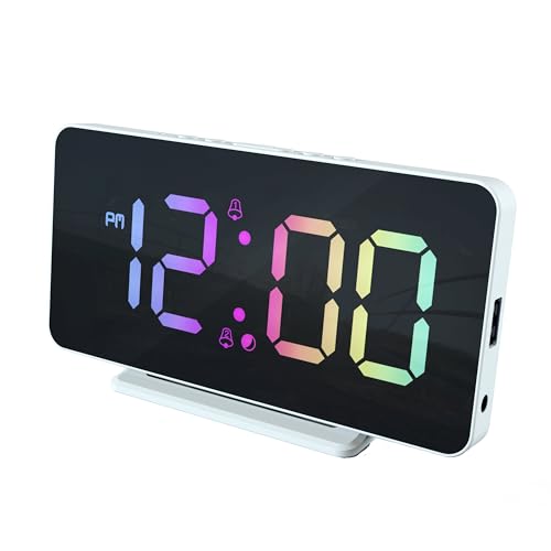 Caliber Digitaler Wecker dimmbares LED Digital Alarm Uhr mit Temperaturanzeige, USB Ladefunktion, Digitale Kinder Clock für Jungen oder Mädchen und Erwachsene - Laut für Tiefschläfer - Mehrfarbig von Caliber