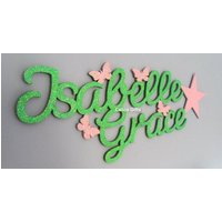 Gefügte Namen Unikat Baby Geschenk Kinderzimmer Tür Name Oben Kinderbett Holzbuchstaben Holzname Funkelnder Mädchenname Taufgeschenk Special von CalicoBespokeGifts