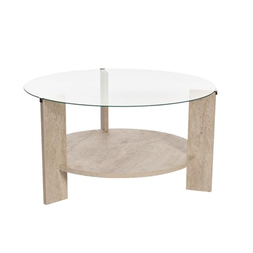 Calicosy Couchtisch, 2 Tabletts mit Platte aus transparentem Hartglas, Fußkreuz, PEFC, 75 x 75 x 40 cm, Dicke 18 mm, elegantes und langlebiges Design, Modell Clara Calicosy Couchtisch, 2 Tabletts mit Platte aus transparentem Hartglas, Fußkreuz, PEFC, 75 x 75 x 40 cm, Dicke 18 mm, elegantes und langlebiges Design, Modell Clara von Calicosy