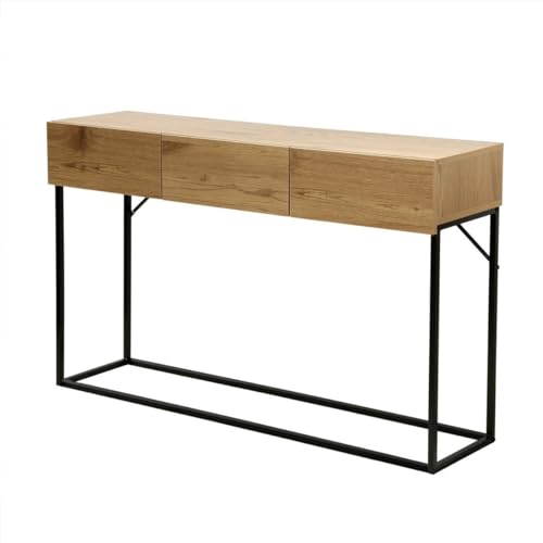 Calicosy - Konsolentisch 3 Schubladen - Eichenholzoptik - Spanplatten - Mattschwarze Stahlstruktur - Integrierte Griffmulden - Eingang, Flur, Wohnzimmer - Industrial Design - B 120 x T 29,5 x H 73 cm Calicosy - Konsolentisch 3 Schubladen - Eichenholzoptik - Spanplatten - Mattschwarze Stahlstruktur - Integrierte Griffmulden - Eingang, Flur, Wohnzimmer - Industrial Design - B 120 x T 29,5 x H 73 cm von Calicosy
