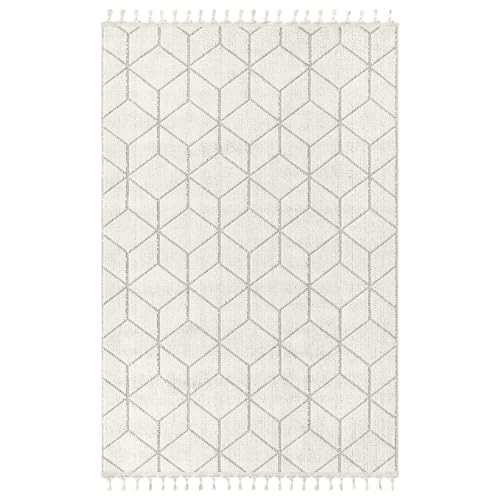 Calicosy Rechteckiger Teppich in Ecru, mit geometrischen Mustern, Schwarz, mit Fransen Bukle – 160 x 200 cm – 100 % Polypropylen – Flor 7 mm – Baumwollbasis – 1700 g/m² Calicosy Rechteckiger Teppich in Ecru, mit geometrischen Mustern, Schwarz, mit Fransen Bukle – 160 x 200 cm – 100 % Polypropylen – Flor 7 mm – Baumwollbasis – 1700 g/m² von Calicosy