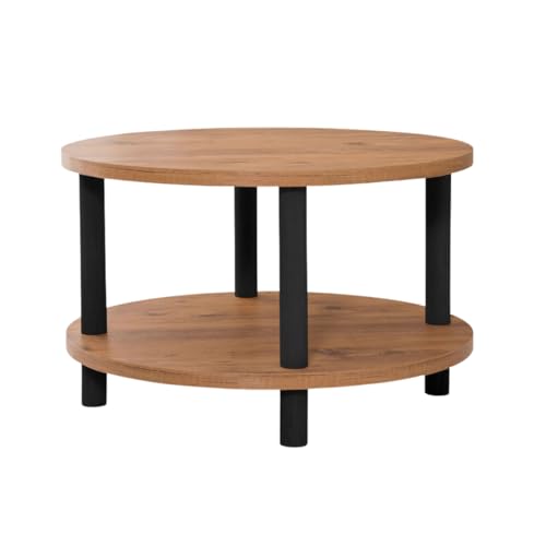 Calicosy Runder Couchtisch, 2 Ebenen, mit Atlantik-Kieferdekor – D70 x H43,7 cm – obere Tischplatte und Aufbewahrungsregal – modernes und organisches Design – Modell Roby Calicosy Runder Couchtisch, 2 Ebenen, mit Atlantik-Kieferdekor – D70 x H43,7 cm – obere Tischplatte und Aufbewahrungsregal – modernes und organisches Design – Modell Roby von Calicosy