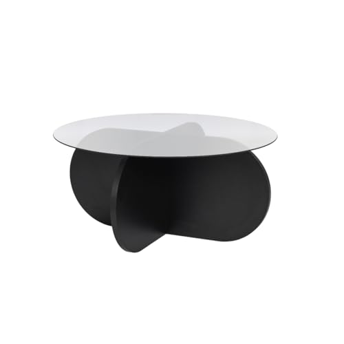 Calicosy Runder Couchtisch, D75 cm, Aeris mit Tischplatte aus Rauchglas und gekreuzten Beinen aus Holz, elegantes und modernes Design, PEFC-zertifizierte Struktur Calicosy Runder Couchtisch, D75 cm, Aeris mit Tischplatte aus Rauchglas und gekreuzten Beinen aus Holz, elegantes und modernes Design, PEFC-zertifizierte Struktur von Calicosy